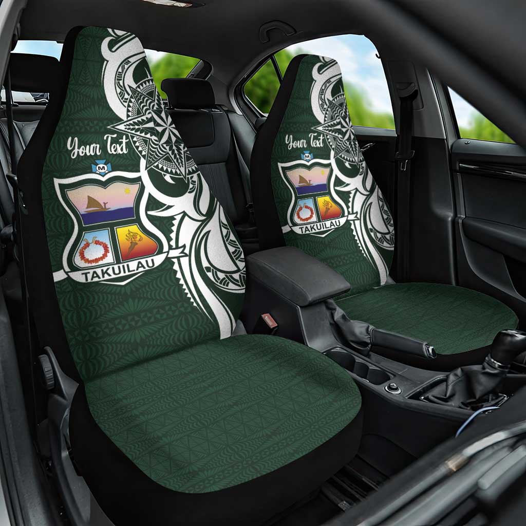 Personalised Tonga Takuilau College Car Seat Cover Est 1975 Tongan Ngatu Pattern LT14 One Size Green - Polynesian Pride