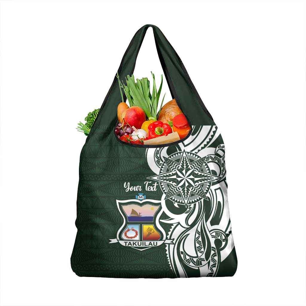 Personalised Tonga Takuilau College Grocery Bag Est 1975 Tongan Ngatu Pattern LT14 1-pack One Size Green - Polynesian Pride
