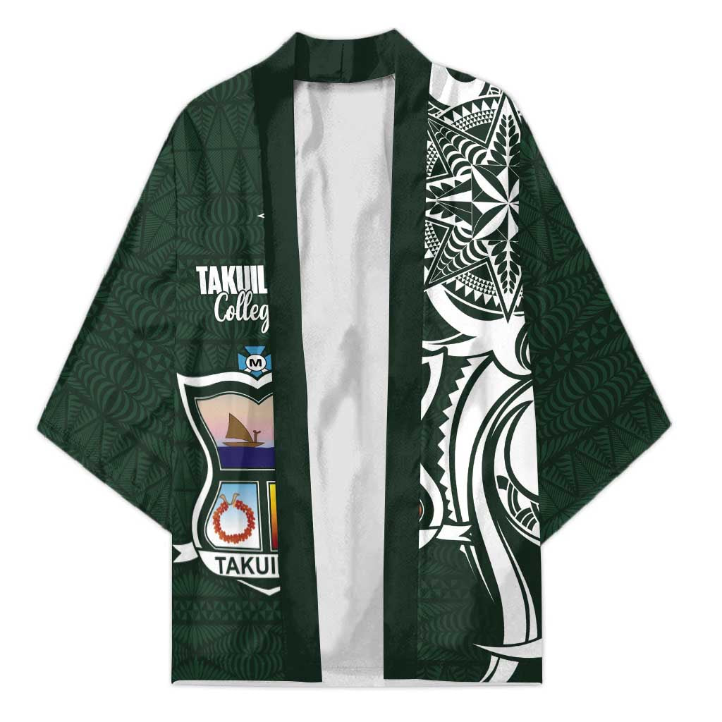 Personalised Tonga Takuilau College Kimono Est 1975 Tongan Ngatu Pattern LT14 Unisex Green - Polynesian Pride