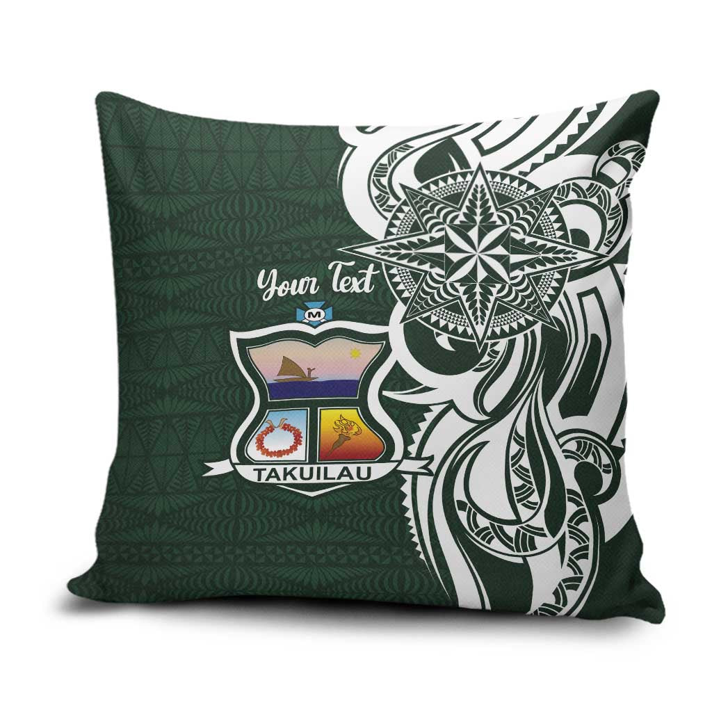 Personalised Tonga Takuilau College Pillow Cover Est 1975 Tongan Ngatu Pattern LT14 Green - Polynesian Pride