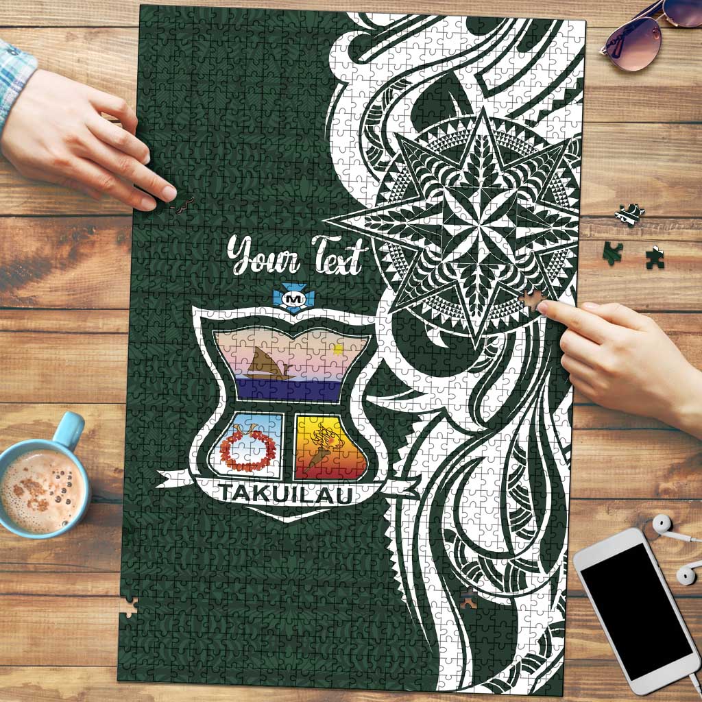 Personalised Tonga Takuilau College Puzzle Est 1975 Tongan Ngatu Pattern LT14 Green - Polynesian Pride
