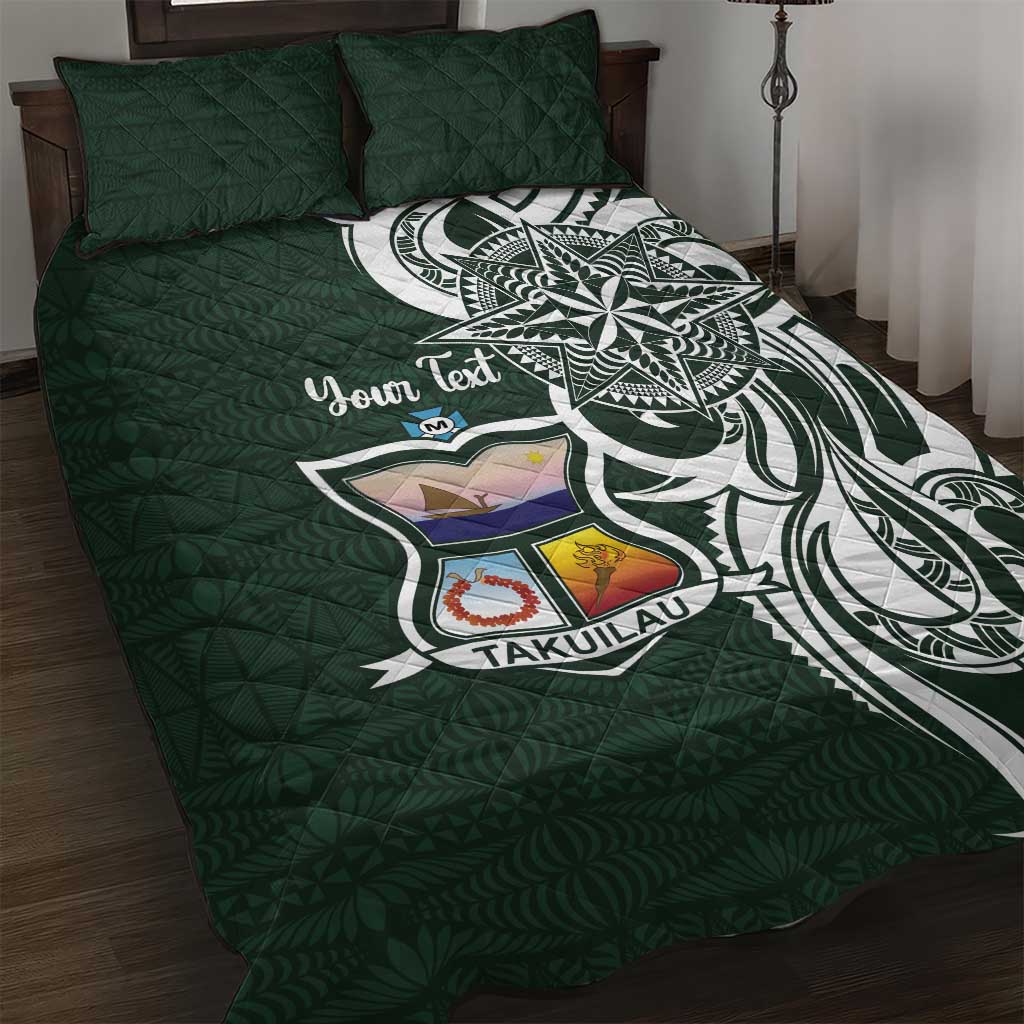 Personalised Tonga Takuilau College Quilt Bed Set Est 1975 Tongan Ngatu Pattern LT14 Green - Polynesian Pride