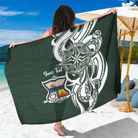 Personalised Tonga Takuilau College Sarong Est 1975 Tongan Ngatu Pattern LT14 One Size 44 x 66 inches Green - Polynesian Pride