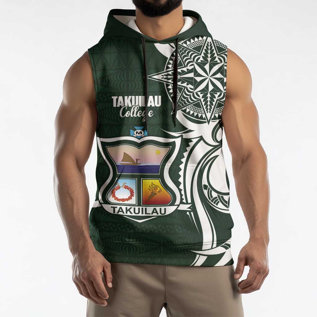 Personalised Tonga Takuilau College Sleeveless Hoodie Est 1975 Tongan Ngatu Pattern LT14 - Polynesian Pride