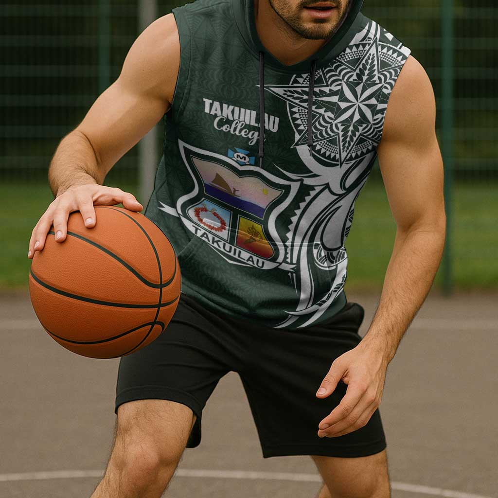 Personalised Tonga Takuilau College Sleeveless Hoodie Est 1975 Tongan Ngatu Pattern LT14 - Polynesian Pride