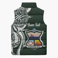 Personalised Tonga Takuilau College Sleeveless Puffer Jacket Est 1975 Tongan Ngatu Pattern LT14 - Polynesian Pride