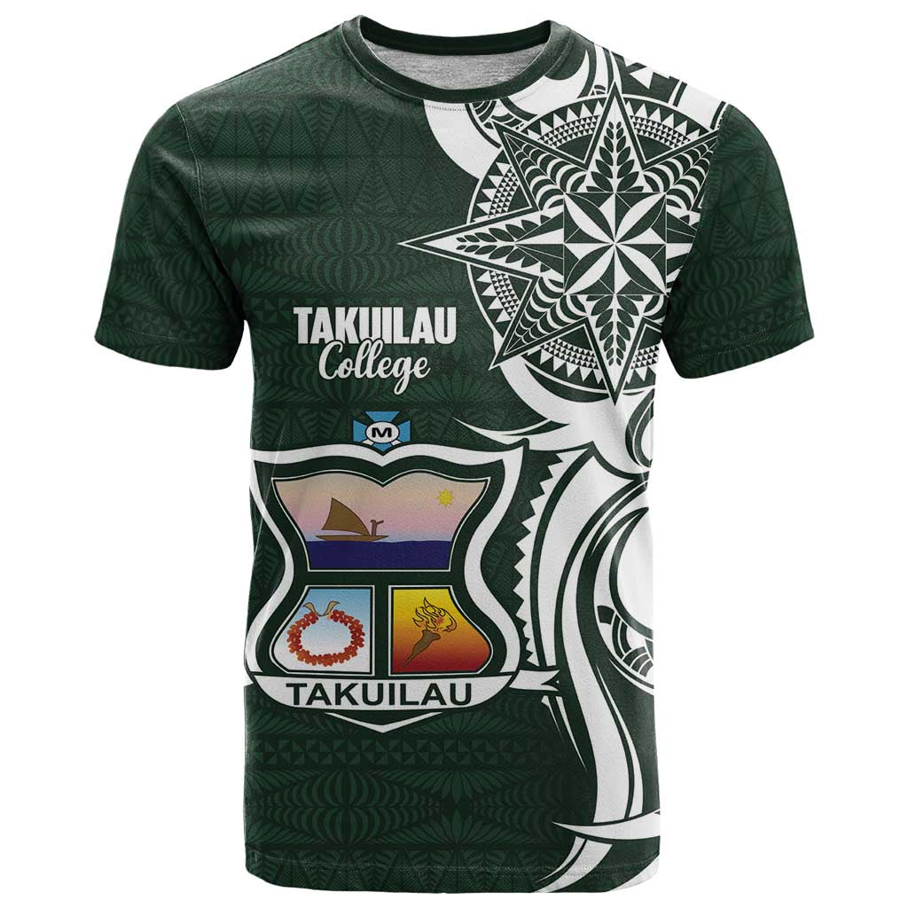 Personalised Tonga Takuilau College T Shirt Est 1975 Tongan Ngatu Pattern LT14 Green - Polynesian Pride