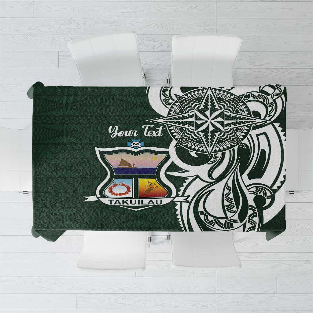 Personalised Tonga Takuilau College Tablecloth Est 1975 Tongan Ngatu Pattern LT14 Green - Polynesian Pride