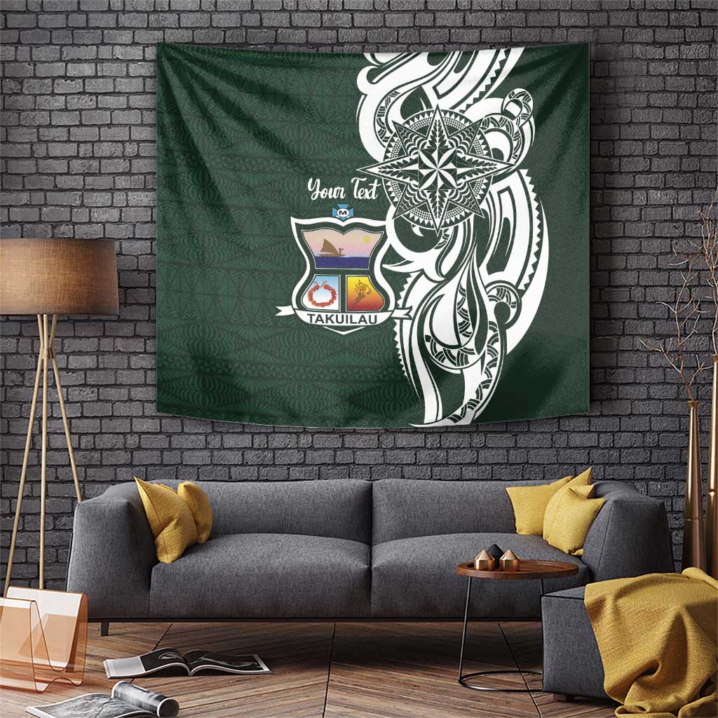 Personalised Tonga Takuilau College Tapestry Est 1975 Tongan Ngatu Pattern LT14 Green - Polynesian Pride