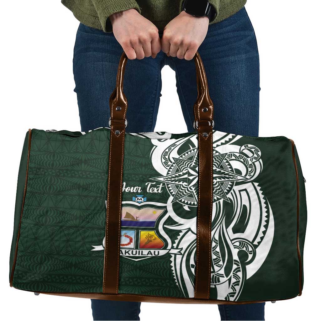 Personalised Tonga Takuilau College Travel Bag Est 1975 Tongan Ngatu Pattern LT14 Green - Polynesian Pride