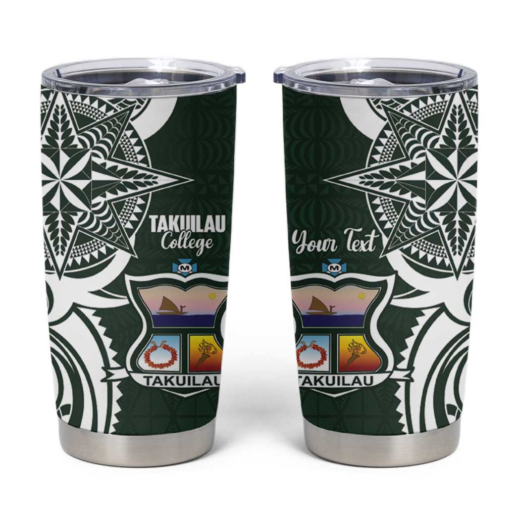 Personalised Tonga Takuilau College Tumbler Cup Est 1975 Tongan Ngatu Pattern LT14 Green - Polynesian Pride
