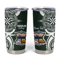 Personalised Tonga Takuilau College Tumbler Cup Est 1975 Tongan Ngatu Pattern LT14 Green - Polynesian Pride