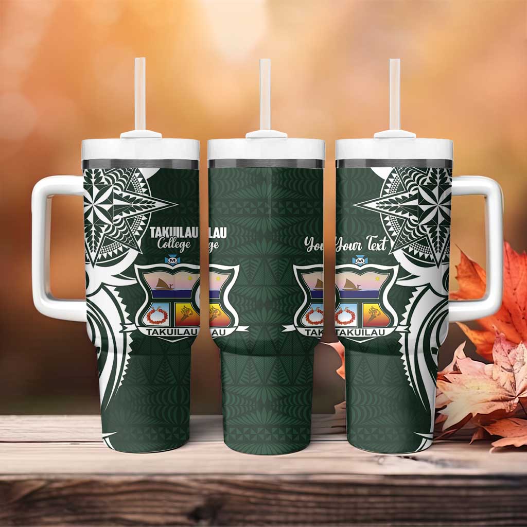 Personalised Tonga Takuilau College Tumbler With Handle Est 1975 Tongan Ngatu Pattern LT14 - Polynesian Pride