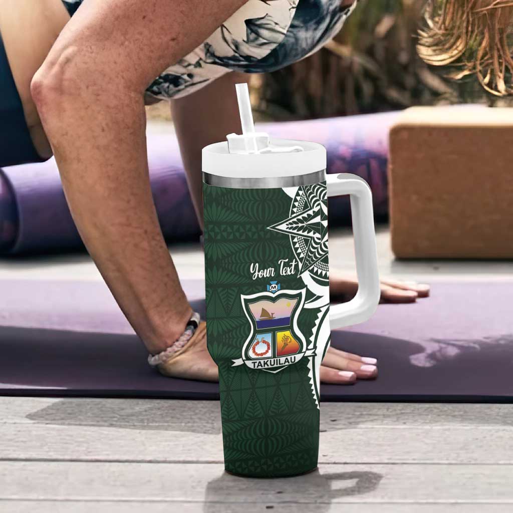 Personalised Tonga Takuilau College Tumbler With Handle Est 1975 Tongan Ngatu Pattern LT14 - Polynesian Pride