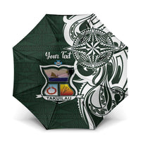 Personalised Tonga Takuilau College Umbrella Est 1975 Tongan Ngatu Pattern LT14 One Size Folded 11.42 inch Opened Diameter 37.4 inch Green - Polynesian Pride