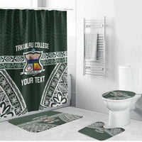 Personalised Tonga Takuilau College Bathroom Set 50th Anniversary Ngatu Kupesi LT14 Bathroom Set (4 pcs) Green - Polynesian Pride