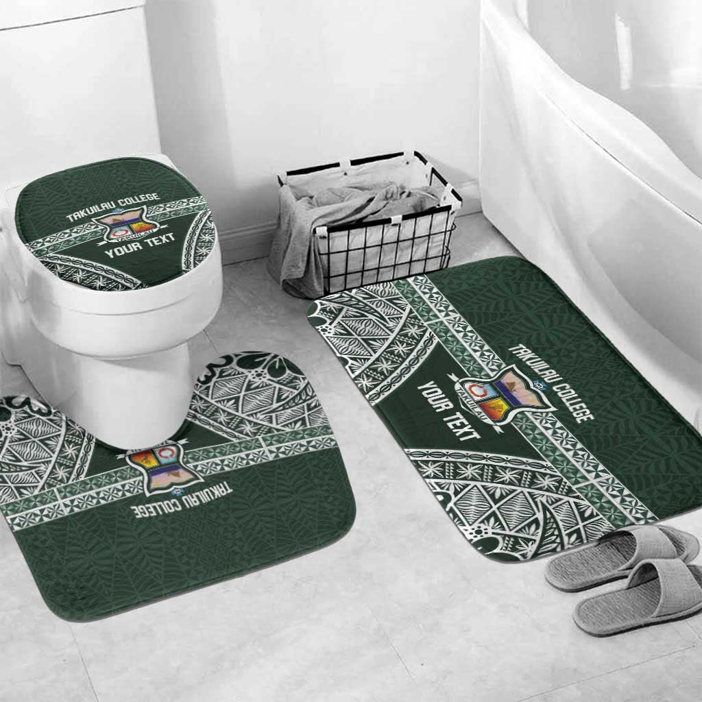 Personalised Tonga Takuilau College Bathroom Set 50th Anniversary Ngatu Kupesi LT14 Mat Set Only (3 pcs) One Size Green - Polynesian Pride