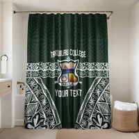 Personalised Tonga Takuilau College Bathroom Set 50th Anniversary Ngatu Kupesi LT14 Shower Curtain Only Green - Polynesian Pride