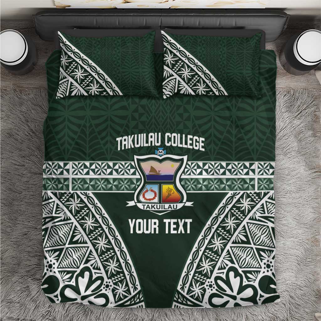 Personalised Tonga Takuilau College Bedding Set 50th Anniversary Ngatu Kupesi LT14 Green - Polynesian Pride