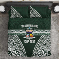 Personalised Tonga Takuilau College Bedding Set 50th Anniversary Ngatu Kupesi LT14 Green - Polynesian Pride