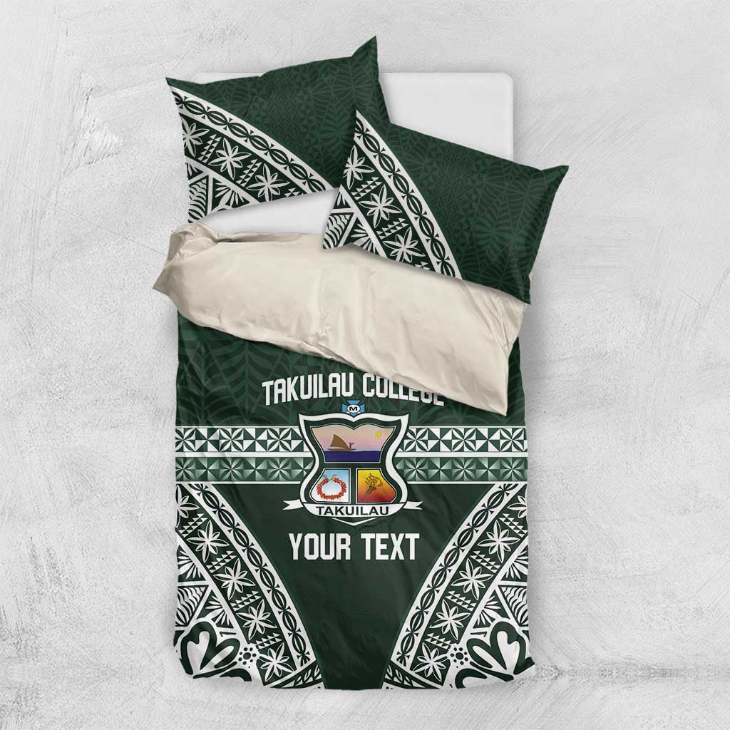 Personalised Tonga Takuilau College Bedding Set 50th Anniversary Ngatu Kupesi LT14 US Twin 172cm x 218cm Green - Polynesian Pride
