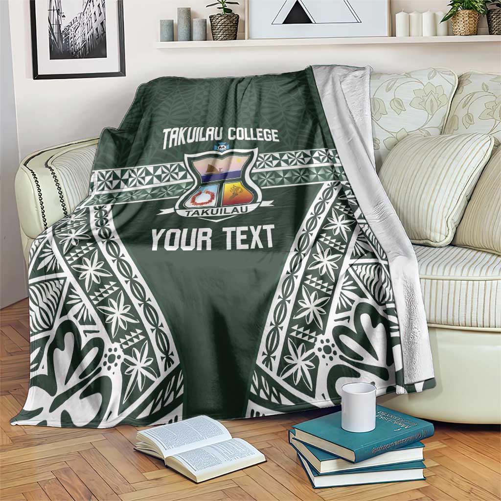 Personalised Tonga Takuilau College Blanket 50th Anniversary Ngatu Kupesi LT14 Green - Polynesian Pride