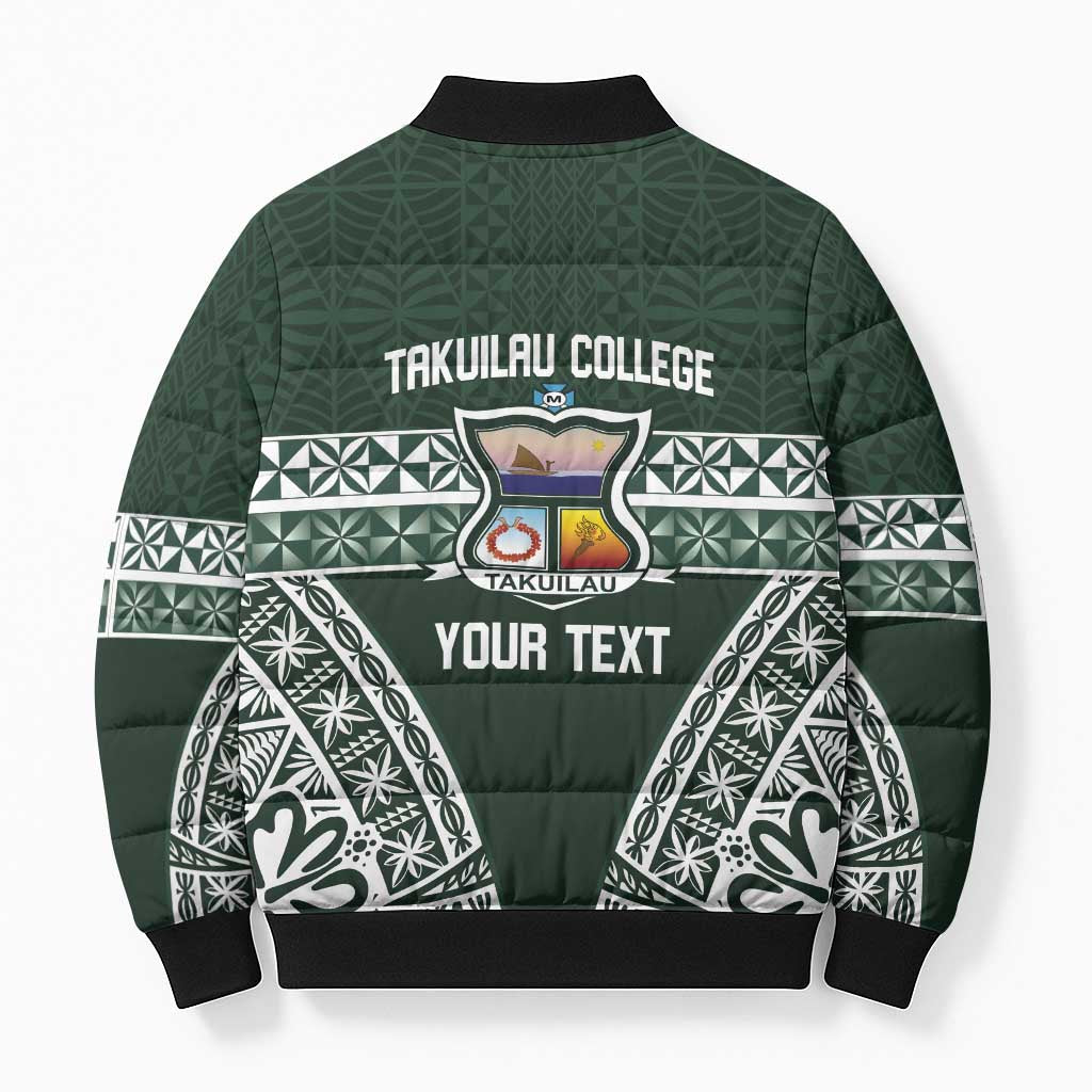 Personalised Tonga Takuilau College Bomber Puffer Jacket 50th Anniversary Ngatu Kupesi LT14 - Polynesian Pride