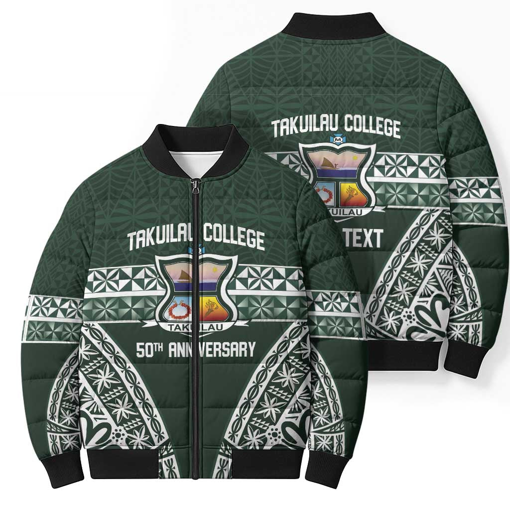 Personalised Tonga Takuilau College Bomber Puffer Jacket 50th Anniversary Ngatu Kupesi LT14 - Polynesian Pride