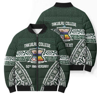 Personalised Tonga Takuilau College Bomber Puffer Jacket 50th Anniversary Ngatu Kupesi LT14 - Polynesian Pride