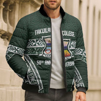 Personalised Tonga Takuilau College Bomber Puffer Jacket 50th Anniversary Ngatu Kupesi LT14 - Polynesian Pride