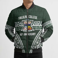Personalised Tonga Takuilau College Bomber Puffer Jacket 50th Anniversary Ngatu Kupesi LT14 - Polynesian Pride
