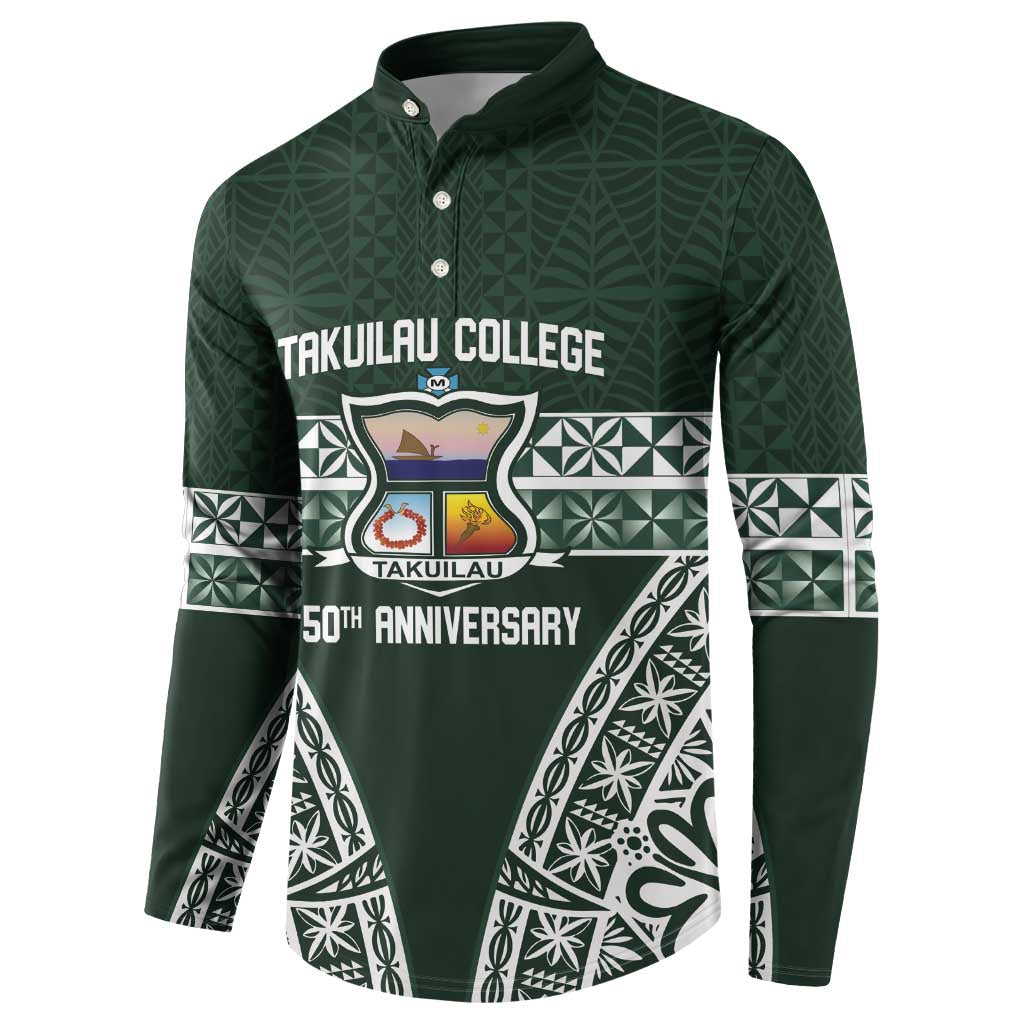Personalised Tonga Takuilau College Button Sweatshirt 50th Anniversary Ngatu Kupesi LT14 - Polynesian Pride