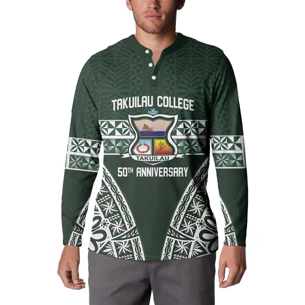 Personalised Tonga Takuilau College Button Sweatshirt 50th Anniversary Ngatu Kupesi LT14 - Polynesian Pride
