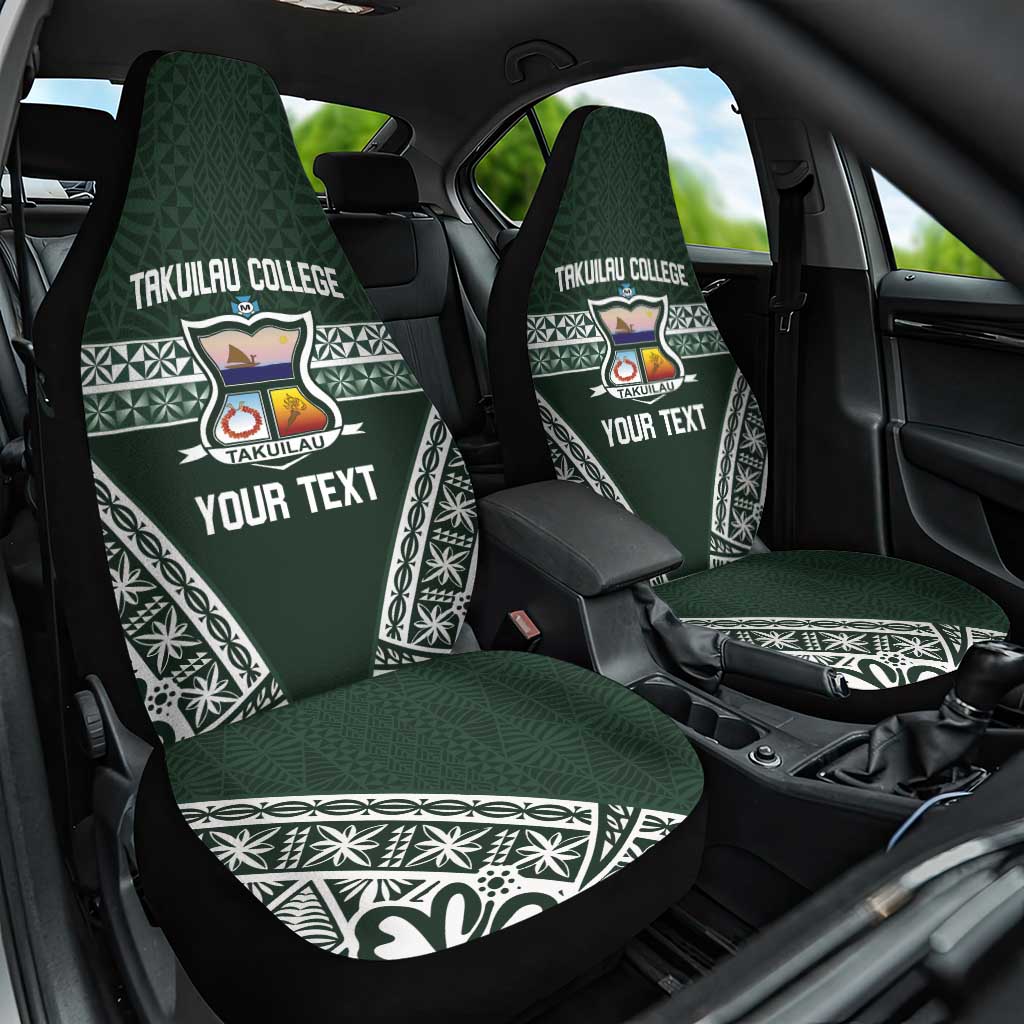 Personalised Tonga Takuilau College Car Seat Cover 50th Anniversary Ngatu Kupesi LT14 One Size Green - Polynesian Pride