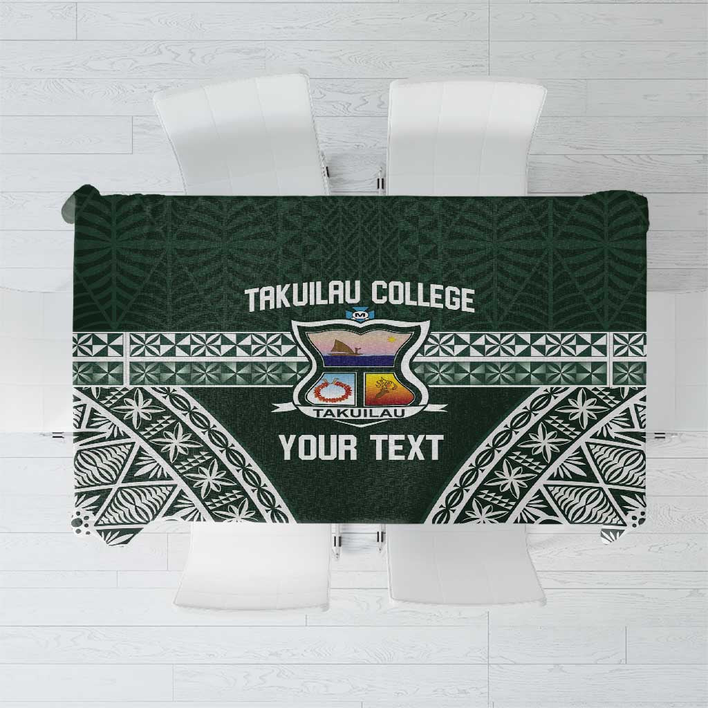 Personalised Tonga Takuilau College Tablecloth 50th Anniversary Ngatu Kupesi LT14 Green - Polynesian Pride