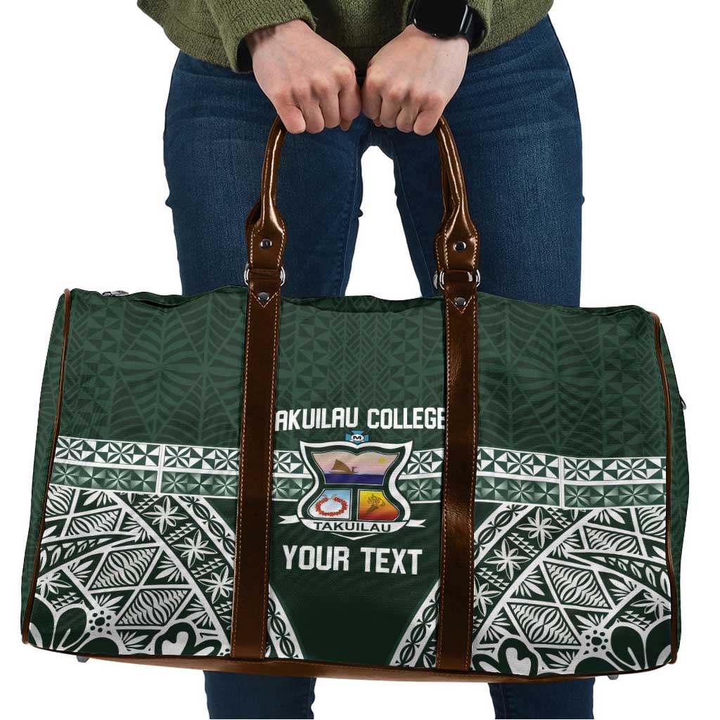 Personalised Tonga Takuilau College Travel Bag 50th Anniversary Ngatu Kupesi LT14 Green - Polynesian Pride