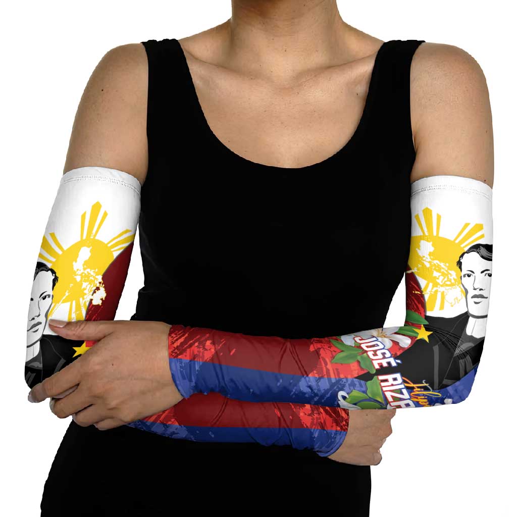 Philippines Rizal Day Arm Sleeves Filipino Sampaguita Grunge Style LT14 - Polynesian Pride
