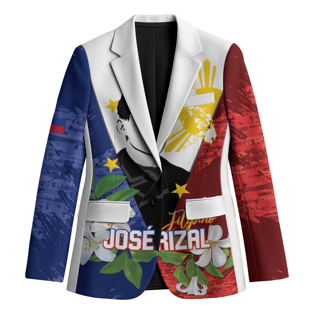 Philippines Rizal Day Blazer Filipino Sampaguita Grunge Style LT14 Unisex Blue - Polynesian Pride