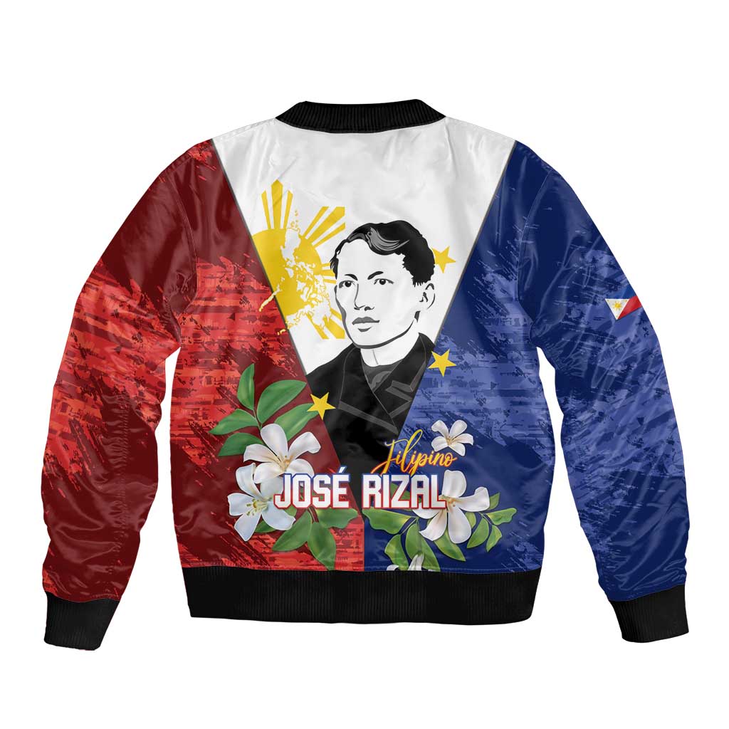Philippines Rizal Day Bomber Jacket Filipino Sampaguita Grunge Style LT14 - Polynesian Pride