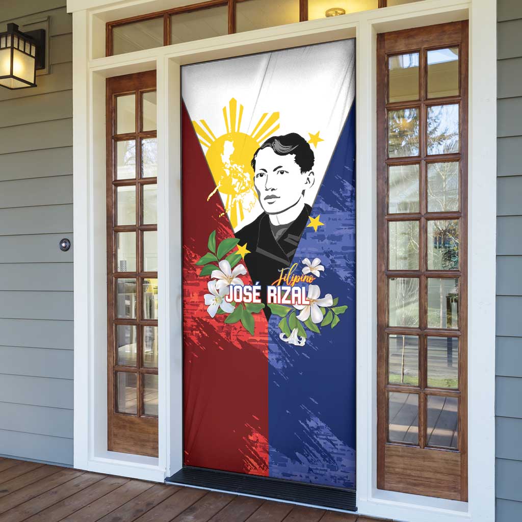 Philippines Rizal Day Door Cover Filipino Sampaguita Grunge Style LT14 - Polynesian Pride