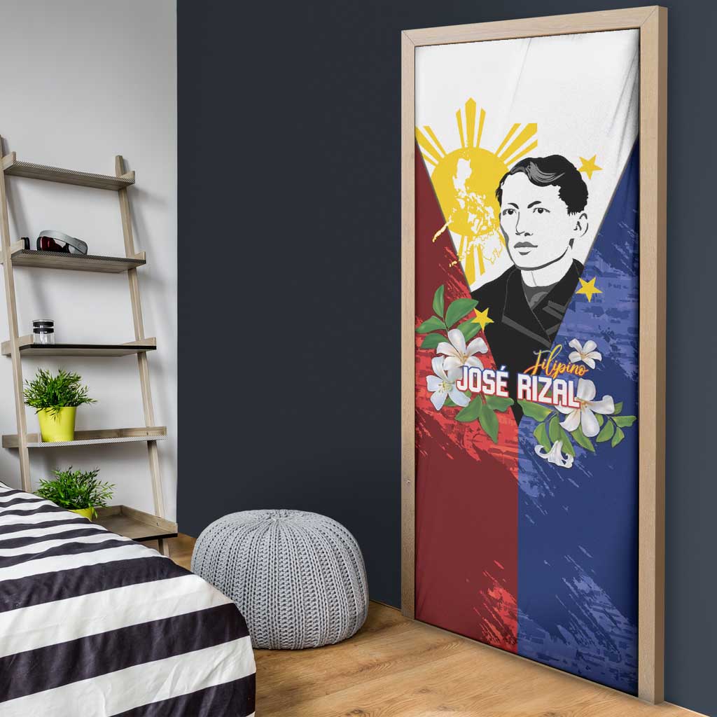 Philippines Rizal Day Door Cover Filipino Sampaguita Grunge Style LT14 - Polynesian Pride