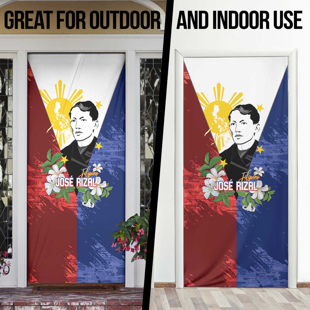 Philippines Rizal Day Door Cover Filipino Sampaguita Grunge Style LT14 - Polynesian Pride