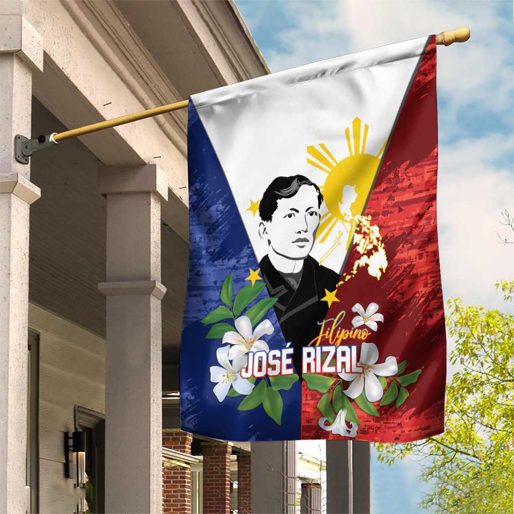 Philippines Rizal Day Garden Flag Filipino Sampaguita Grunge Style LT14 House Flag Blue - Polynesian Pride