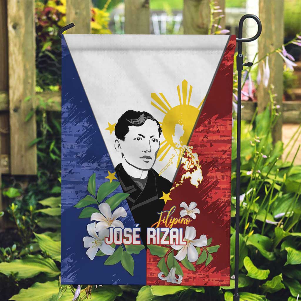 Philippines Rizal Day Garden Flag Filipino Sampaguita Grunge Style LT14 Garden Flag Blue - Polynesian Pride