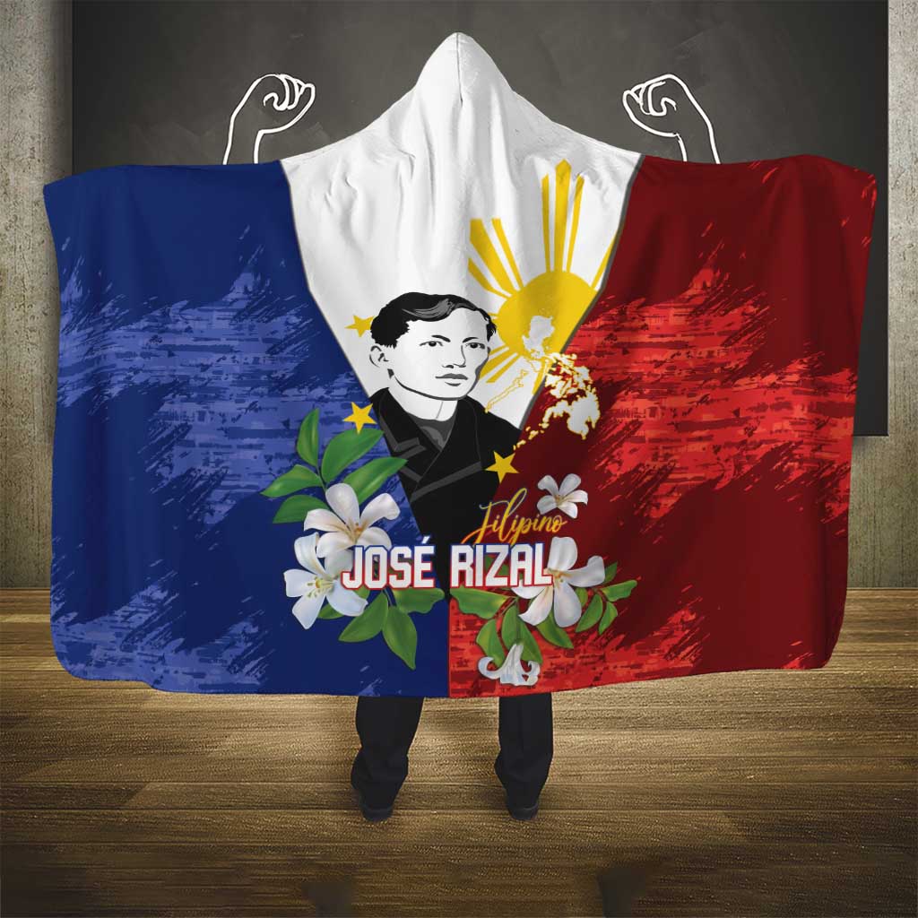 Philippines Rizal Day Hooded Blanket Filipino Sampaguita Grunge Style LT14 - Polynesian Pride