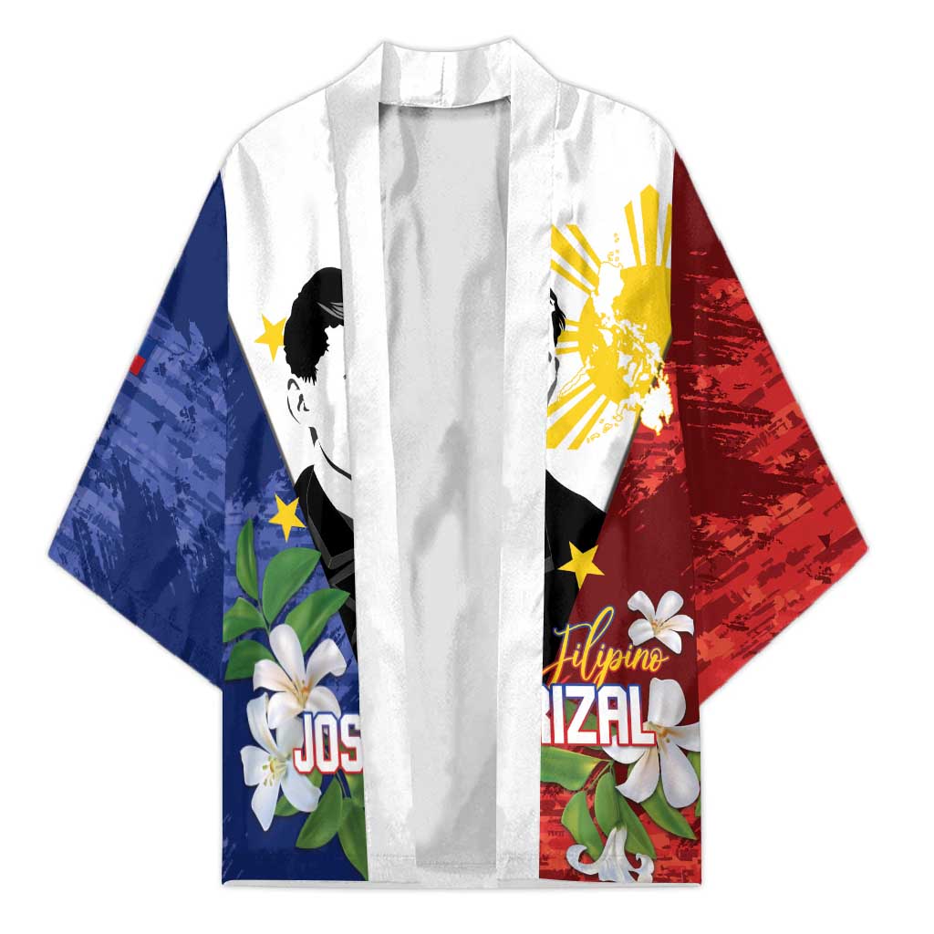 Philippines Rizal Day Kimono Filipino Sampaguita Grunge Style LT14 Unisex Blue - Polynesian Pride