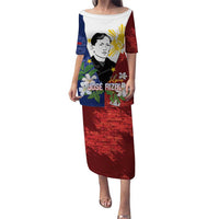 Philippines Rizal Day Puletasi Filipino Sampaguita Grunge Style LT14 Long Dress Blue - Polynesian Pride