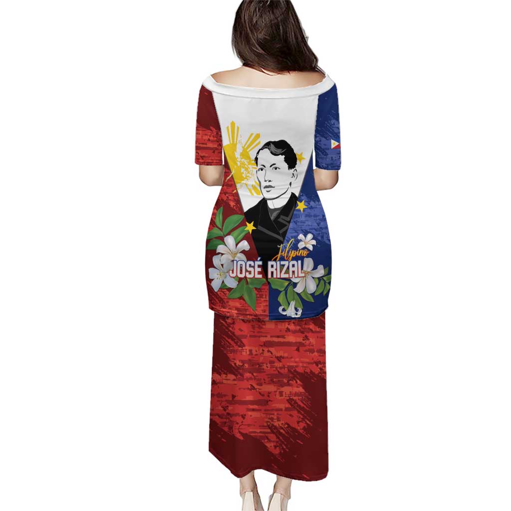 Philippines Rizal Day Puletasi Filipino Sampaguita Grunge Style LT14 - Polynesian Pride