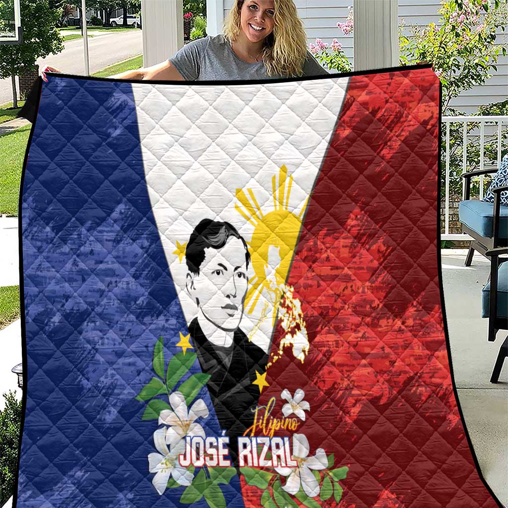 Philippines Rizal Day Quilt Filipino Sampaguita Grunge Style LT14 Blue - Polynesian Pride