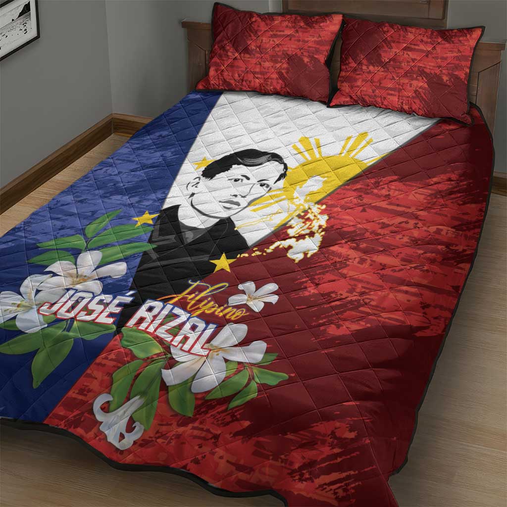 Philippines Rizal Day Quilt Bed Set Filipino Sampaguita Grunge Style LT14 - Polynesian Pride